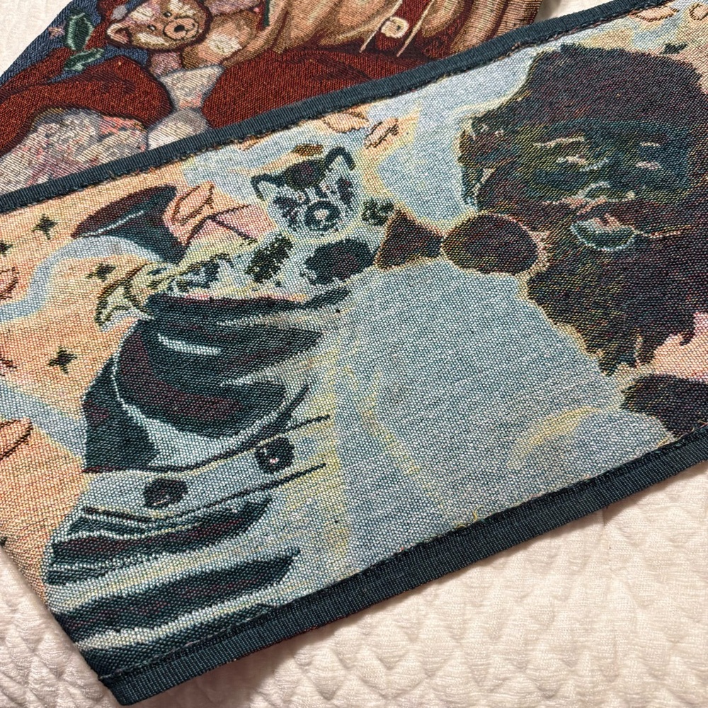 Vintage Tapestry Christmas Santa Table Runner 68x12” - Picture 5 of 6